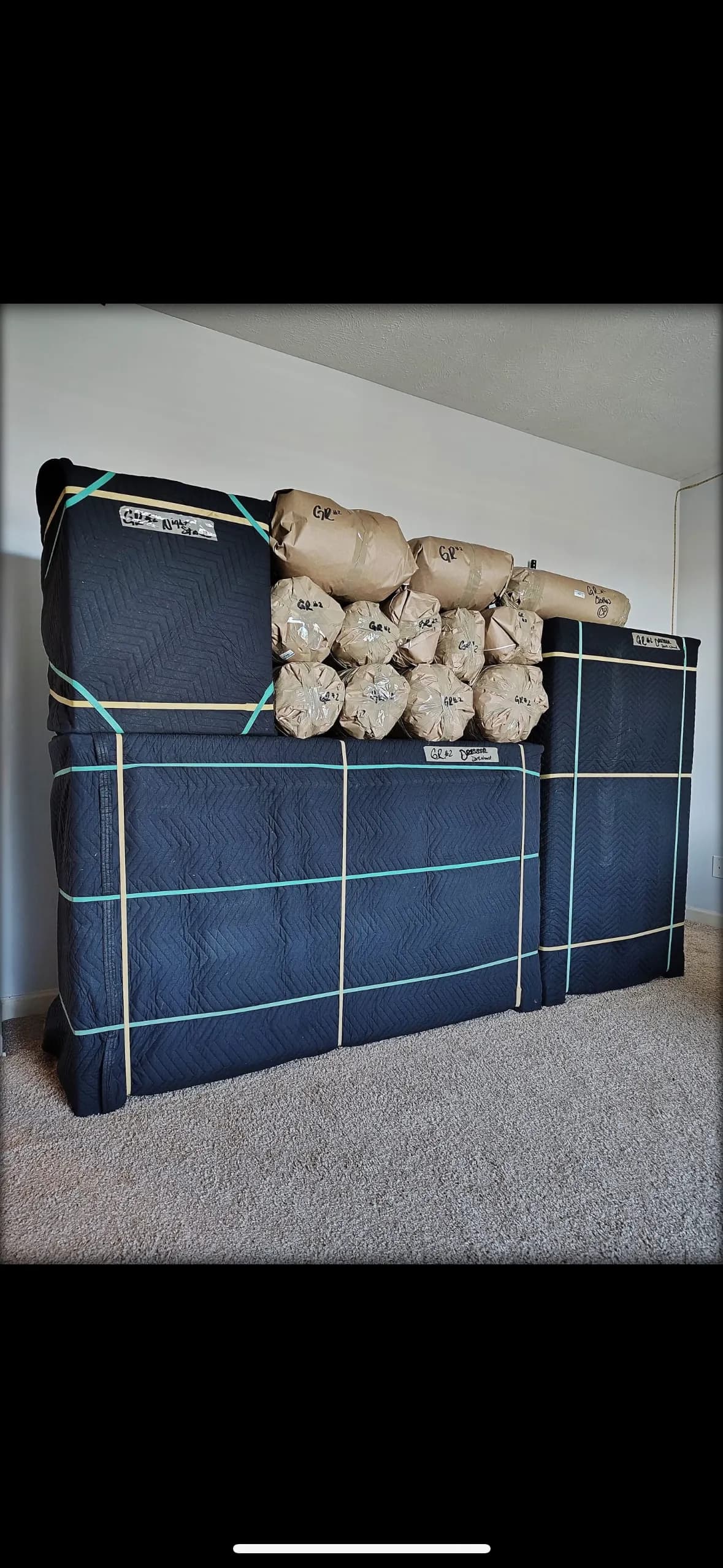 Organized and labeled boxes for efficient relocation